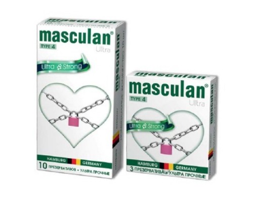 Презервативы Masculan, ultra 4, ультрапрочные, 19 см, 3,4 см, 10 шт.(Ultra Safe Black № 10)