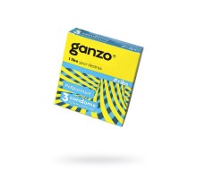 Презервативы Ganzo, ribs, латекс, ребристые, 18 см, 5,2 см, 3 шт.