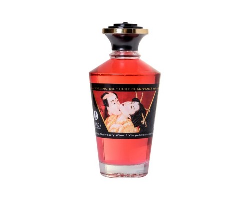 Масло для массажа Shunga Sparkling Strawberry Wine, разогревающее, клубника и шампанское, 100 мл