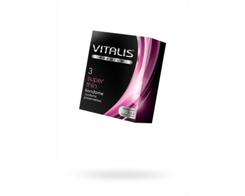 Презервативы Vitalis, premium, ультратонкие, 18 см, 5,3 см, 3 шт.
