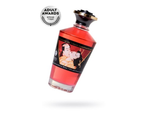 Масло для массажа Shunga Sparkling Strawberry Wine, разогревающее, клубника и шампанское, 100 мл