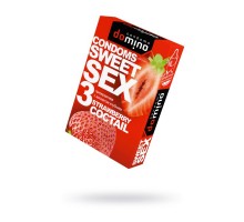 Презервативы Domino, sweet sex, латекс, клубника, 18 см, 5,2 см, 3 шт.