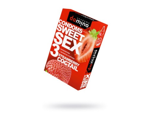 Презервативы Domino, sweet sex, латекс, клубника, 18 см, 5,2 см, 3 шт.