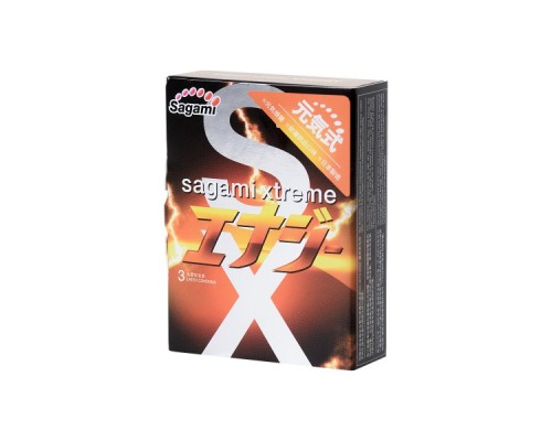 Презервативы Sagami, xtreme, energy, латекс, 19 см, 5,3 см, 3 шт.