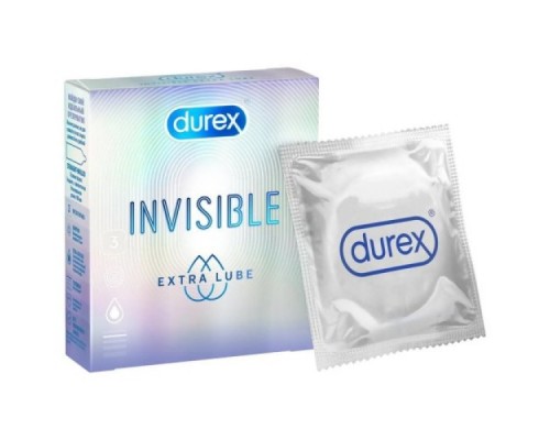 Презервативы Durex №3 Invisible Extra Lube ультратонкие c дополнительной смазкой
