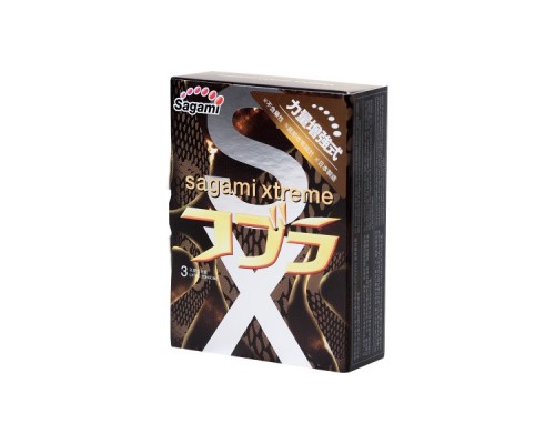 Презервативы Sagami, xtreme, cobra, латекс, 19 см, 5,3 см, 3 шт.