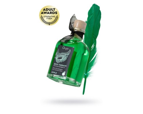 Комплект для сладких игр Orgie Lips (массажное масло для поцелуев, перо), яблоко, 100 мл