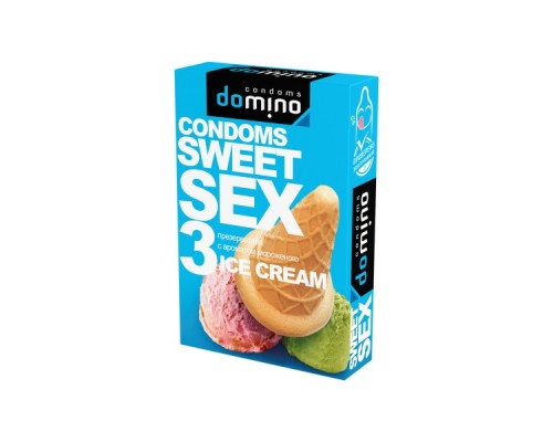 Презервативы Domino, sweet sex, латекс, мороженое, 18 см, 5,2 см, 3 шт.