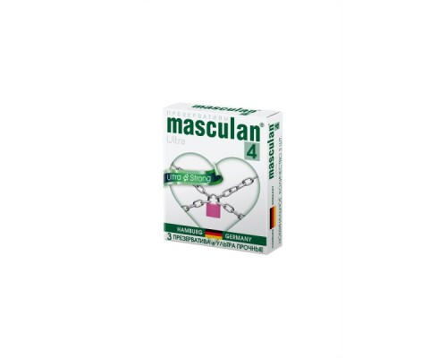 Презервативы Masculan, ultra 4, ультрапрочные, 19 см, 5,3 см, 3 шт. (Ultra Safe №3)