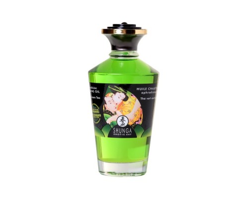 Масло для массажа Shunga Organic Exotic Green Tea, разогревающее, зелёный чай, 100 мл