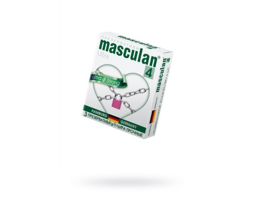 Презервативы Masculan, ultra 4, ультрапрочные, 19 см, 5,3 см, 3 шт. (Ultra Safe №3)