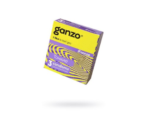 Презервативы Ganzo, sense, тонкие, латекс, 18 см, 5,2 см, 3 шт.