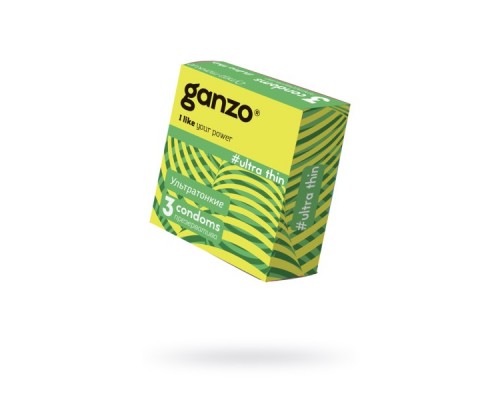 Презервативы Ganzo, ultra thin, ультратонкие, латекс, 18 см, 5,2 см, 3 шт.