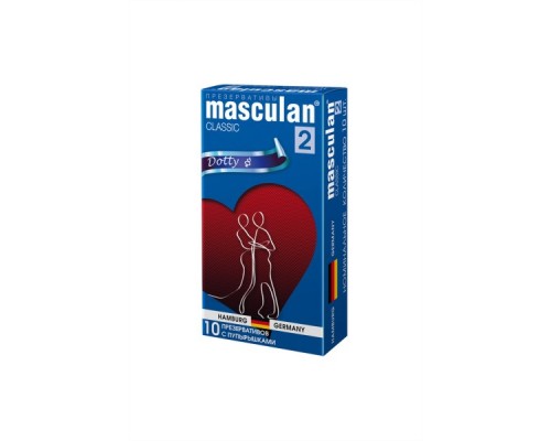 Презервативы Masculan, сlassic 2, doty, латекс, точечные, розовые, 19 см, 5,3 см, 10 шт.