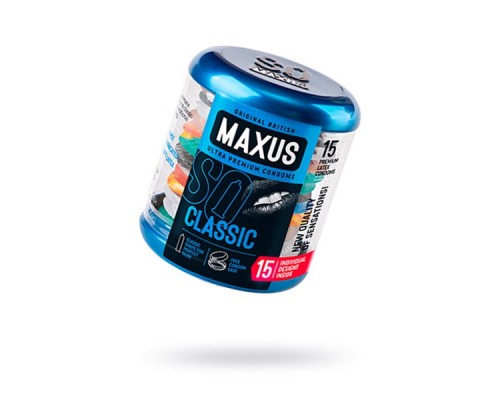 Презервативы Maxus, классические, латекс, железный кейс, 18 см, 5,3 см, 15 шт.
