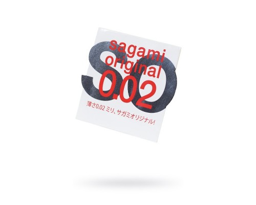 Презервативы Sagami, original 0.02, полиуретан, ультратонкие, гладкие, 18 см, 5,8 см, 1 шт.