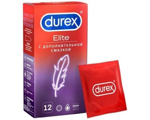 Презервативы Durex №12 Elite тонкие с дополнительной смазкой