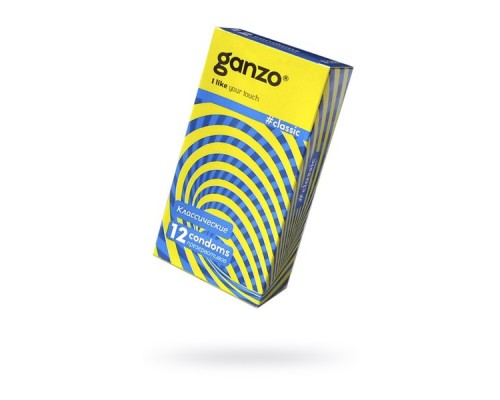 Презервативы Ganzo, classic, классические, латекс, двойная смазка, 18,5 см, 5,2 см, 12 шт.