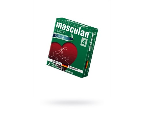 Презервативы Masculan, сlassic 4, XXL, латекс, увеличенного размера, розовый, 20 см, 5,5 см, 3 шт.