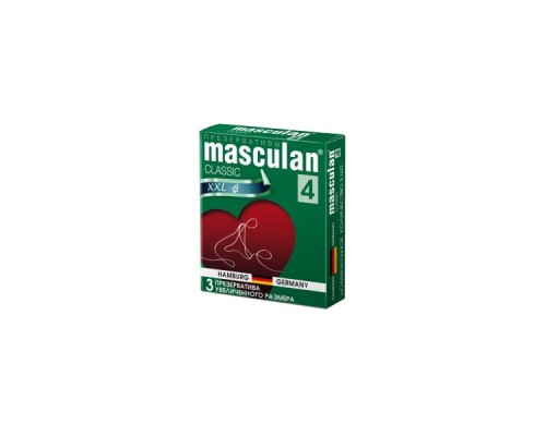 Презервативы Masculan, сlassic 4, XXL, латекс, увеличенного размера, розовый, 20 см, 5,5 см, 3 шт.
