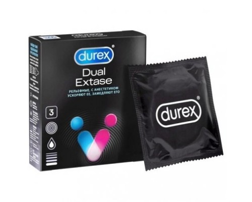 Презервативы Durex №3 Dual Extase рельефные с анестетиком