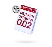 Презервативы Sagami, original 0.02, полиуретан, ультратонкие, гладкие, 19 см, 5,8 см, 3 шт.