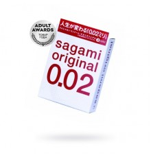 Презервативы Sagami, original 0.02, полиуретан, ультратонкие, гладкие, 19 см, 5,8 см, 3 шт.