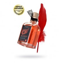 Комплект для сладких игр Orgie Lips (массажное масло для поцелуев, перо), клубника, 100 мл