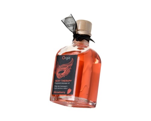 Комплект для сладких игр Orgie Lips (массажное масло для поцелуев, перо), клубника, 100 мл
