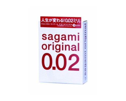 Презервативы Sagami, original 0.02, полиуретан, ультратонкие, гладкие, 19 см, 5,8 см, 3 шт.