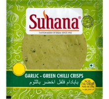 Лепешки из Муки Бобовых Папад с Чесноком и Чили Papad Garlic Green Chilli Crisps No.5 200г Suhana