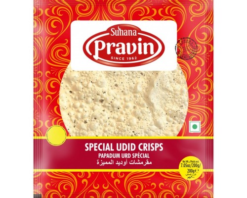 Лепешки из Муки Бобовых Папад Специальные Papad Special Udid Crisps 200г Suhana