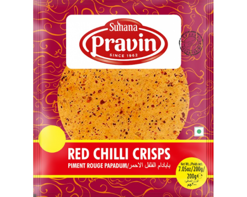 Лепешки из Муки Бобовых Папад с Перцем Чили Papad Red Chilli Crisps 200г Suhana
