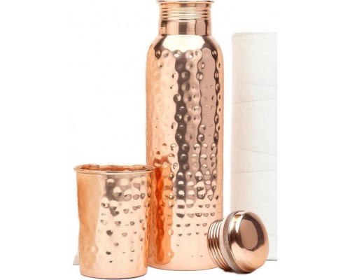 Медная Бутылка со Стаканом Copper Bottle 950 мл Hammered