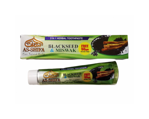 Зубная Паста As-Shifa 2 в 1 с чёрным тмином и мисваком, 120г + 50г