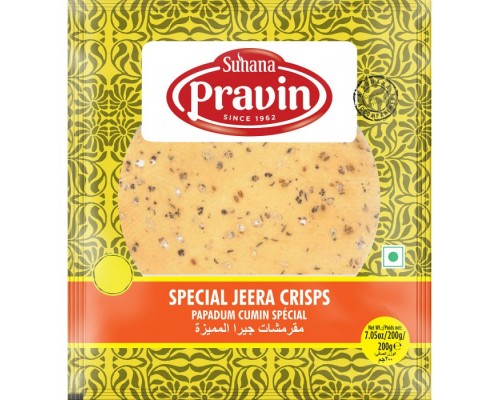 Лепешки из Муки Бобовых Специальные Папад с Кумином Special Jeera Crisps No.5 200г Suhana