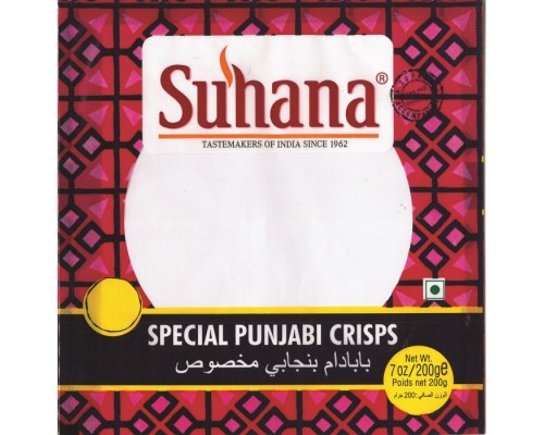 Лепешки Специальные Пенджабские Папад Papad Special Punjabi Crisps 200г Suhana
