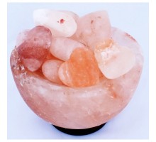 Светильник из Гималайской Кристаллической Соли "Himalayan" Фигура Ваза с Сердцами Д 15-17 см Вес 3-4 кг