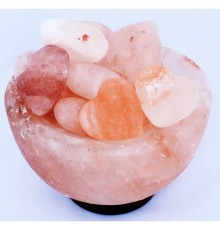 Светильник из Гималайской Кристаллической Соли "Himalayan" Фигура Ваза с Сердцами Д 15-17 см Вес 3-4 кг