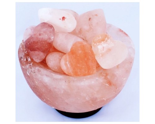 Светильник из Гималайской Кристаллической Соли "Himalayan" Фигура Ваза с Сердцами Д 20 см Вес 5-6 кг