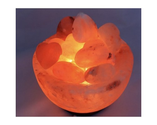 Светильник из Гималайской Кристаллической Соли "Himalayan" Фигура Ваза с Сердцами Д 15-17 см Вес 4-5 кг