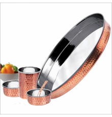 Набор Медь и Сталь Тали из 6 Предметов Steel Copper Thali Set Hammered