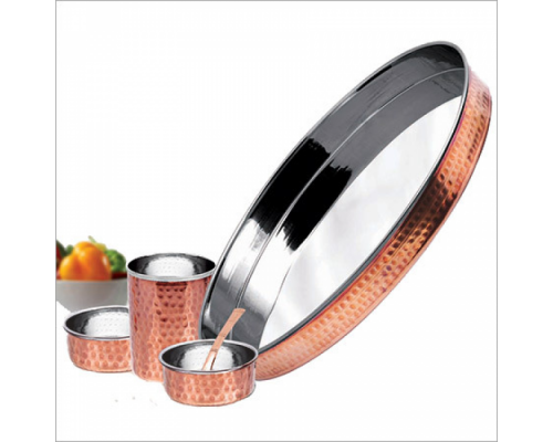 Набор Медь и Сталь Тали из 6 Предметов Steel Copper Thali Set Hammered